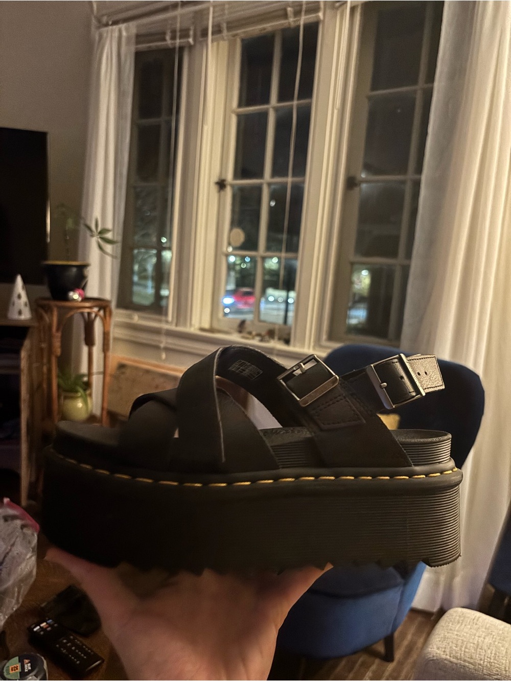 Dr. Martens Voss II Black Platform Buckle Sandals - Picture 3 of 5